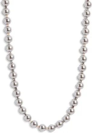 Nordstrom Imitation Pearl & Glass Bead Necklace in Grey Multi- Gold at Nordstrom