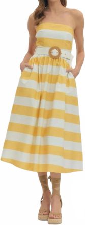 Entro Giselle Striped Midi Dress In Lemon