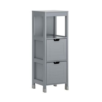 SoBuy Mueble Columna De Ba&ntilde;o Armario Para Ba&ntilde;o-1 Estantes Y 2 Cajones Gris Oscuro Frg127-sg Sobuy Es