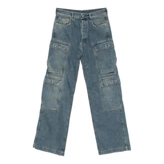 Rick Owens Wide Jeans, male, Blue, Size: W38 Double Cargo Jeans