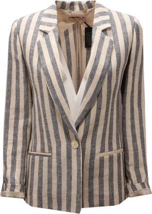 Twinset Linnen jas met gevoerde mouwen - Dames - Blazers - Veelkleurig - S - Linnen - Jassen