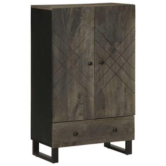 Berkfield Home Highboard Black 60x33x100 cm Solid Wood Mango | Size: 60 x 33 x 100 cm