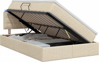 vidaXL Cama De Almacenamiento Led Con Colch&oacute;n Crema 120 X 200 Cm Tela Vidaxl
