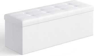 Songmics Puff de almacenaje de 38 x 110 x 38 cm de color blanco