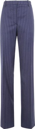 Tom Ford Pantalones Rectos de Lana con Raya Diplom&aacute;tica y Cordones - Trousers - Mujer - Azul - S