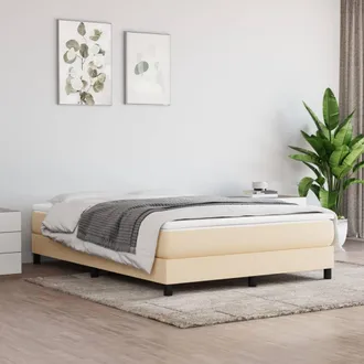 vidaXL Cama Box Spring Con Colch&oacute;n Tela Color Crema 140x200 Cm Vidaxl