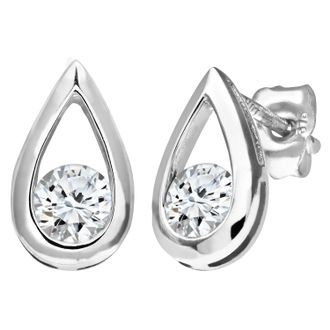 Diamant L'éternel Womens 9ct White Gold Half Carat Diamond Tear Drop Earrings - One Size