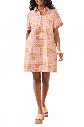Tribal Short Sleeve Placket Dress In Wisteria-1321