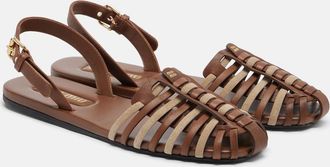 Miu Miu Leather and suede slingback fisherman sandals
