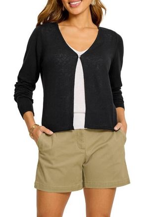 Tommy Bahama Adeline Linen Blend Jersey Cardigan in Black at Nordstrom, Size X-Large