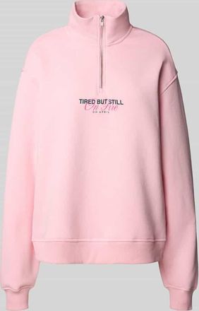 Oh April Sweatshirt mit Stehkragen und Reißverschluss Modell Georgia in Hellrosa, Größe L