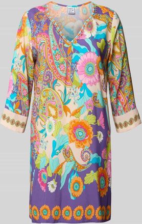 Emily van den Bergh Knielanges Kleid aus Viskose mit Tunikakragen in Pink, Gr&ouml;&szlig;e 36