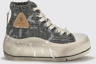 R13 Kurt Bicolor Canvas High-Top Platform Sneakers with Back Zip