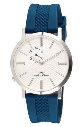 Porsamo Bleu Bennett Silicone Strap Watch, 40mm in Blue And White at Nordstrom Rack