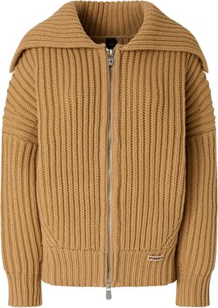 Pinko Cardigan a coste con zip - Toni neutri