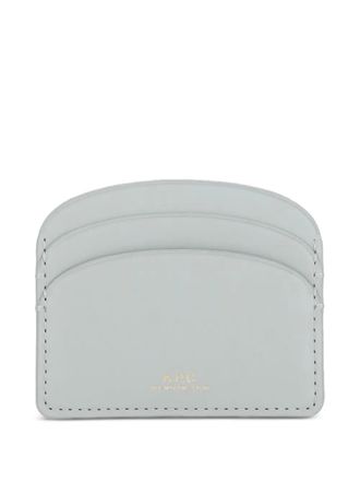 A.P.C. Demi-lune embossed-logo cardholder - women - Calf Leather - One Size - Blue