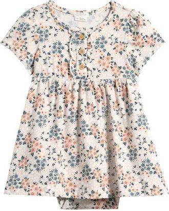 Petit Lem Spring Flowers Cotton Blend Dress & Bloomers Set in Beige at Nordstrom, Size 12M