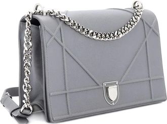 Dior Diorama Flap Bag Grained Calfskin Large shoulder bag - Grey