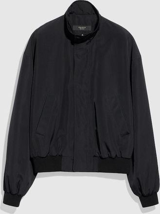 Gucci Light Cotton Acetate Faille Zip Jacket, Size 42, Black, Ready-to-wear