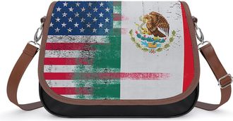 Generic Half US Half Mexican Flag Fashion Womens Crossbody Bags Novelty Handbag Shoulder Bag Purse