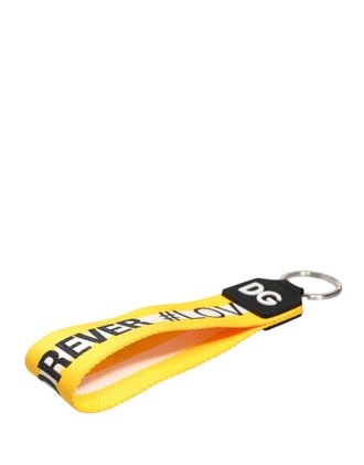 Dolce & Gabbana Womens Yellow Logo Polyester Silver Brass Holder Keychain Keyring Pvc Accessory