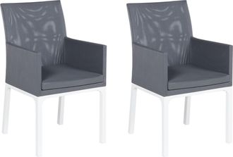Beliani Beliani - Conjunto De 2 Sillas De Poli&eacute;ster Gris Oscuro Blanco Metal Patas Espuma Bacoli