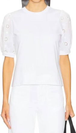 Frame Denim Lace Sleeve Tee In White