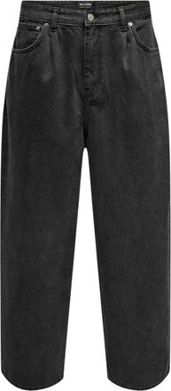 Only & Sons Jeans van katoen met rits en knoop - Heren - Loose Fit Jeans - Zwart - W33 L32 - Katoen - Jeans