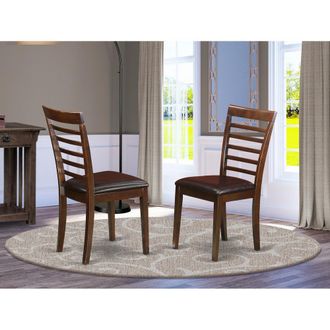 East West Furniture Milan Kitchen Chair with Faux Leather Seat - Mahogany Finish, Set of 2
