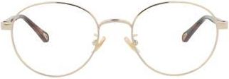 Chlo&eacute; 52mm Round Optical Glasses in Gold Havana Transparent at Nordstrom Rack