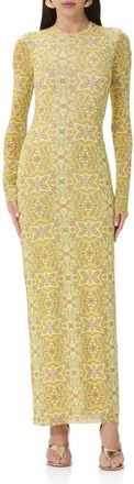 AFRM Didi Print Long Sleeve Maxi Dress in Sunlight Tile at Nordstrom, Size Small