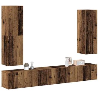 Berkfield Home 4 Piece TV Cabinet Set Wall-mounted Old Wood Engineered Wood in Brown