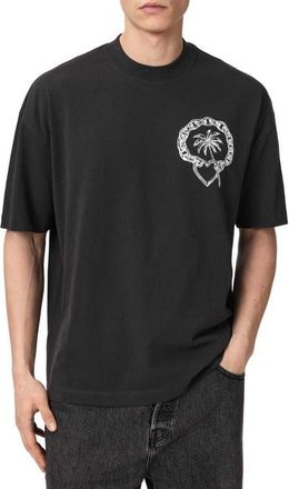 AllSaints Chromer Graphic T-Shirt in Washed Black at Nordstrom, Size Xx-Large