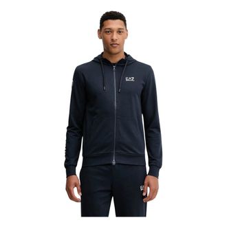 Emporio Armani Hooded Cotton Zip-up Sweatshirt - Heren - Vesten met rits - Blauw - XL - Katoen - Hoodies & sweatvesten