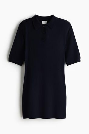 H&M Fine-knit Polo Dress in Navy Blue at Nordstrom, Size X-Small