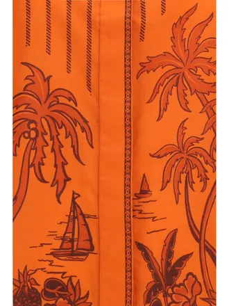 Alemais Womens Printed Shirt Orange Cotton