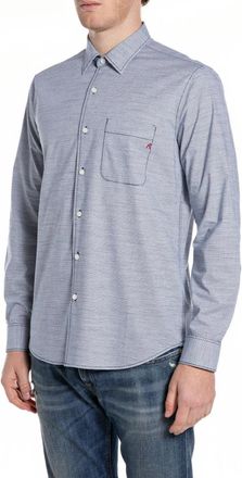 Replay M4148 Casual Shirt - Heren - Casual Overhemden - Blauw - M - Katoen - Overhemden