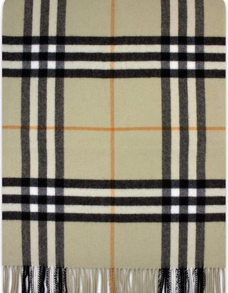 Burberry Mens Burberry Wide Check Cashmere Scarf Sage Green - Size: OS