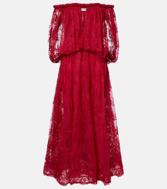 Zimmermann Luna off-shoulder floral lace gown