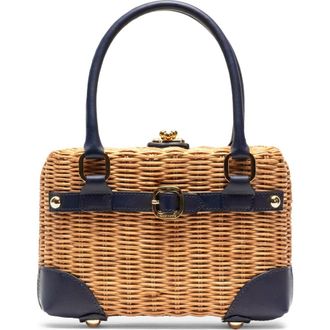 Frances Valentine Lady Basket Wicker Handheld Bag in Navy at Nordstrom