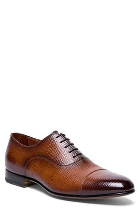 Santoni Darian Textured Cap Toe Oxford in Brown at Nordstrom Rack, Size 13