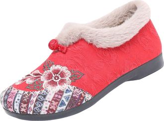 Generic Dritnow Boots, Dritnow Womens Warm Floral Winter Ankle Boots, Lightweight & Non-Slip Everyday Shoes, Cozy, for Women (Red,13.5)
