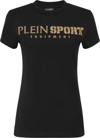 Plein Sport Tops, Dames, Zwart, XL, Katoen, T-shirt Ronde Hals SS