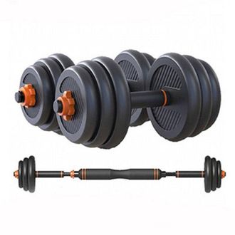 Trade Shop Trade Shop - Set Coppia Di Manubri Bilanciere Dischi Barra Di Collegamento Regolabile Da 10kg