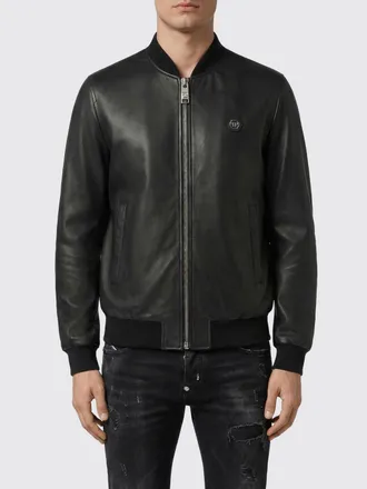 Philipp Plein Leather Bomber Jacket