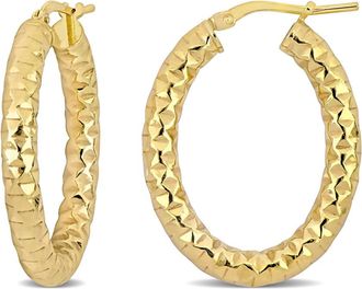 Amour 31 Mm Diamond Cut Hoop Earrings In Yellow Plated Sterling Silver