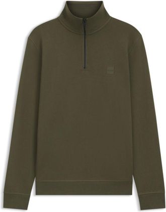BOSS Cotton-terry sweatshirt with zipper collar