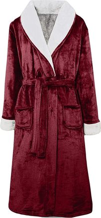 Generic WomenS Sherpa Lined Fleece Bathrobe, Full Length Plush Dressing Gown With Belt, Soft Cozy Winter Sleepwear, Warm Flannel Nightwear For Cold Weather, C