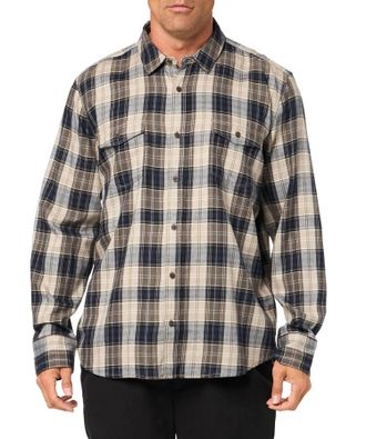 Paige Everett Plaid Flannel Shirt In Blackberry Storm