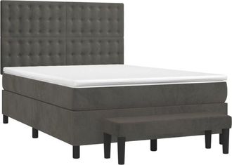 vidaXL Cama Box Spring Con Colch&oacute;n Terciopelo Gris Oscuro 140x190 Cm Vidaxl